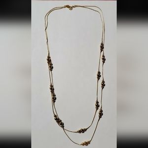 Vintage Avon Gold Tone Ball Beaded Double Strand 22" Chain Necklace